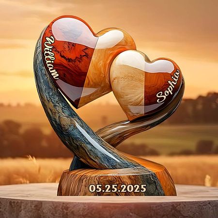 Together Forever - Personalized Two Heart Couple Plaque